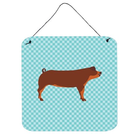 MICASA Duroc Pig Blue Check Wall or Door Hanging Prints6 x 6 in. MI225993